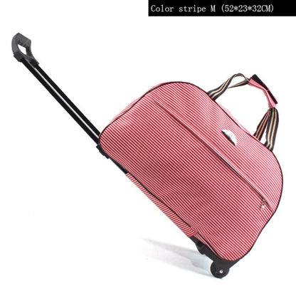 Cyflymder New Women Men travel bag on wheels Rolling luggage bag Trolley Duffle Carry-On bag with Pull rod