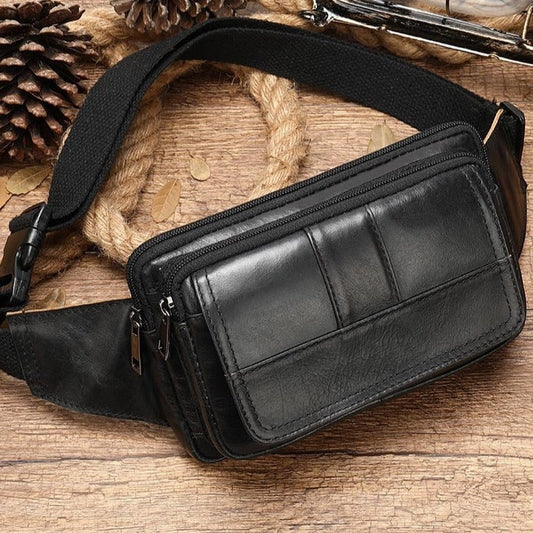 Cyflymder Male Fanny Pack Men's Waist Bag Genuine Leather Men's Belt Pouch Hip Bags Sport Phone Money Belt Bag Men Waist Packs