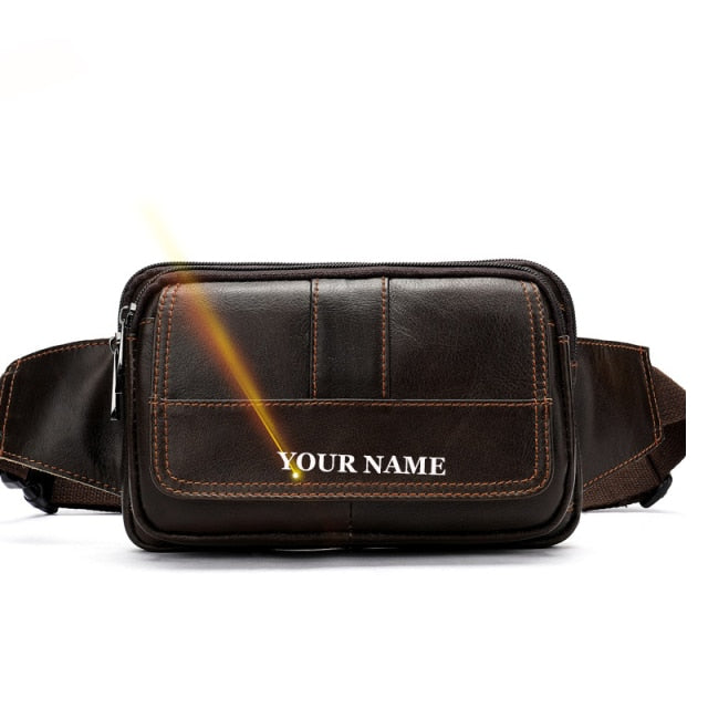 Cyflymder Male Fanny Pack Men's Waist Bag Genuine Leather Men's Belt Pouch Hip Bags Sport Phone Money Belt Bag Men Waist Packs