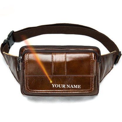 Cyflymder Male Fanny Pack Men's Waist Bag Genuine Leather Men's Belt Pouch Hip Bags Sport Phone Money Belt Bag Men Waist Packs