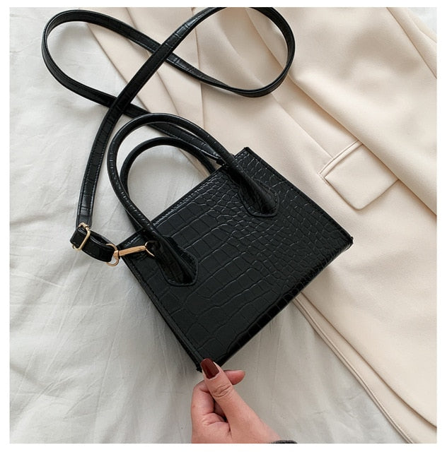 Realaiot Small Crocodile Pattern Solid Color PU Leather Crossbody Bags For Women Summer Lady Shoulder Handbags Female Simple Totes