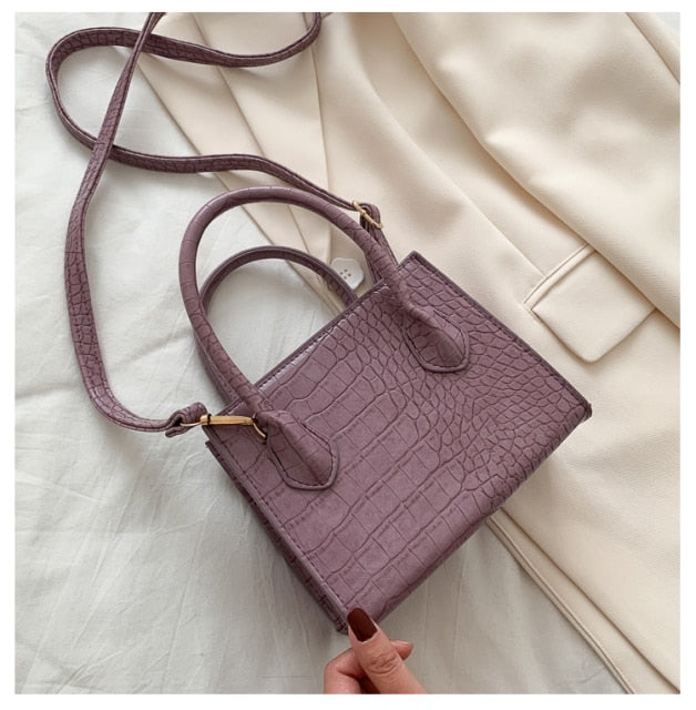 Realaiot Small Crocodile Pattern Solid Color PU Leather Crossbody Bags For Women Summer Lady Shoulder Handbags Female Simple Totes