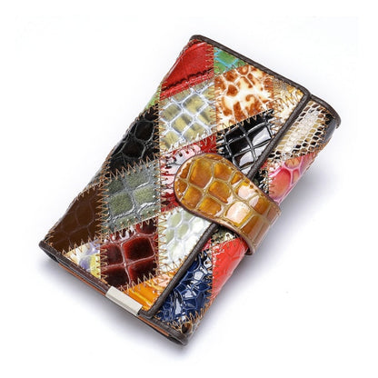 Realaiot Women's Wallet Genuine Leather Patchwork Wallet for Women Clutch Bags for Cellphone Women's Purses Coin Wallets Long 4202