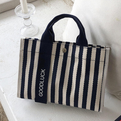 Realaiot Fashion Striped Women Shoulder Bag Korean Style Canvas Sling Bags Small Square Crossbody Handbag Mommy Simple Travel Handbags