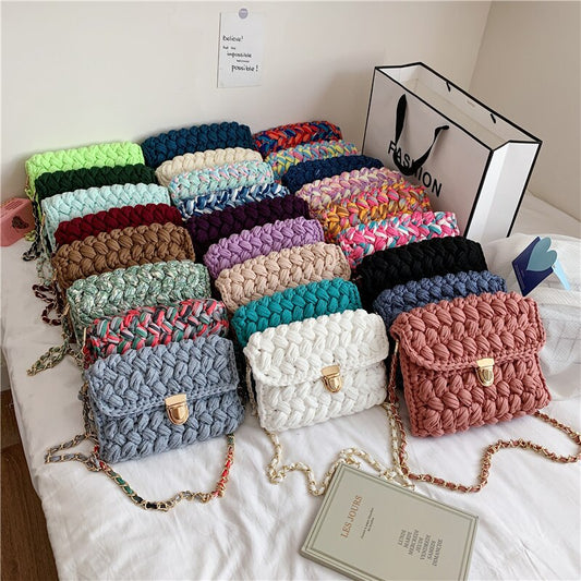 Realaiot Bags for Women Hand Woven Bag Strip Thread Hook Knitted Women's Shoulder/Crossbody Bag Clutch Bag bag