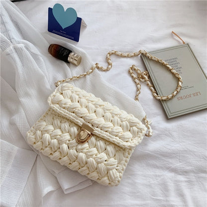 Realaiot Bags for Women Hand Woven Bag Strip Thread Hook Knitted Women's Shoulder/Crossbody Bag Clutch Bag bag