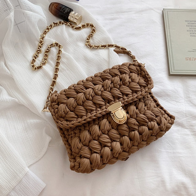 Realaiot Bags for Women Hand Woven Bag Strip Thread Hook Knitted Women's Shoulder/Crossbody Bag Clutch Bag bag