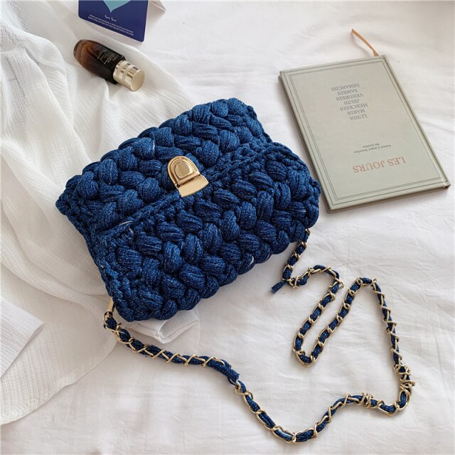 Realaiot Bags for Women Hand Woven Bag Strip Thread Hook Knitted Women's Shoulder/Crossbody Bag Clutch Bag bag