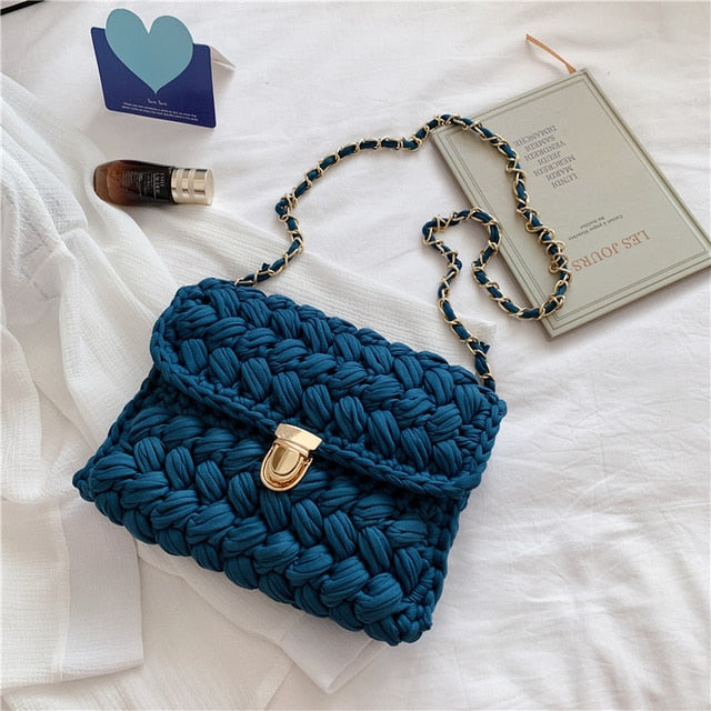 Realaiot Bags for Women Hand Woven Bag Strip Thread Hook Knitted Women's Shoulder/Crossbody Bag Clutch Bag bag