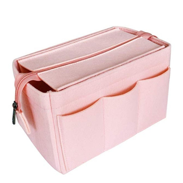 Realaiot Women Make up Organizer Felt Insert Bag For Handbag Travel Inner Purse Girl Portable Cosmetic Bags Fit Various Brand Storage Bag