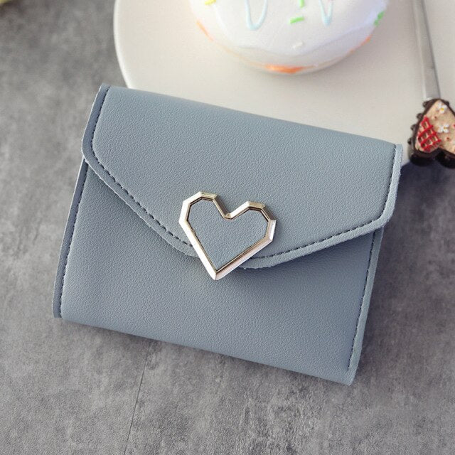 Realaiot Women Wallets 6 Color Money Bags Short Love Small Purse Women's Student Card Holder Girl ID Bag Business Card Holder Coin Purse