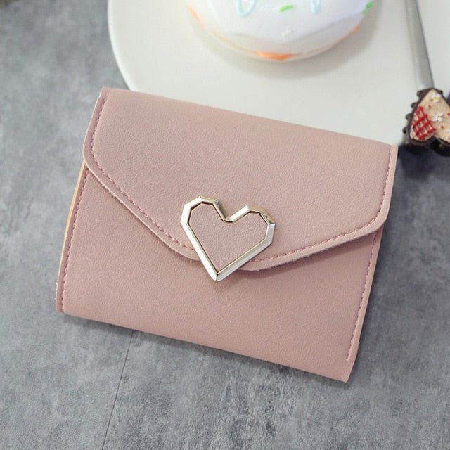 Realaiot Women Wallets 6 Color Money Bags Short Love Small Purse Women's Student Card Holder Girl ID Bag Business Card Holder Coin Purse