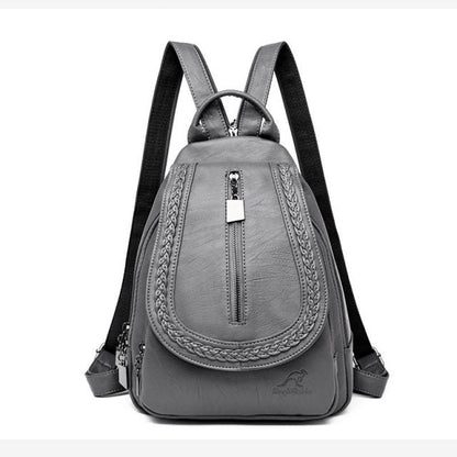 Realaiot Women Leather Backpacks Zipper Female Chest Bag Sac a Dos Travel Back Pack Ladies Bagpack Mochilas School Bags For Teenage Girls