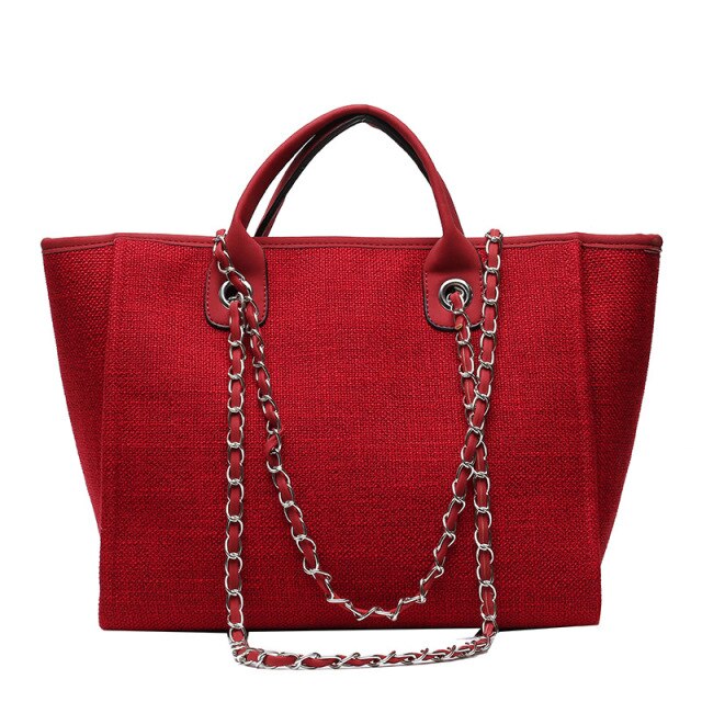 casual large capacity tote designer chains women handbags luxury canvas lady shoulder mesenger bags female big purses new