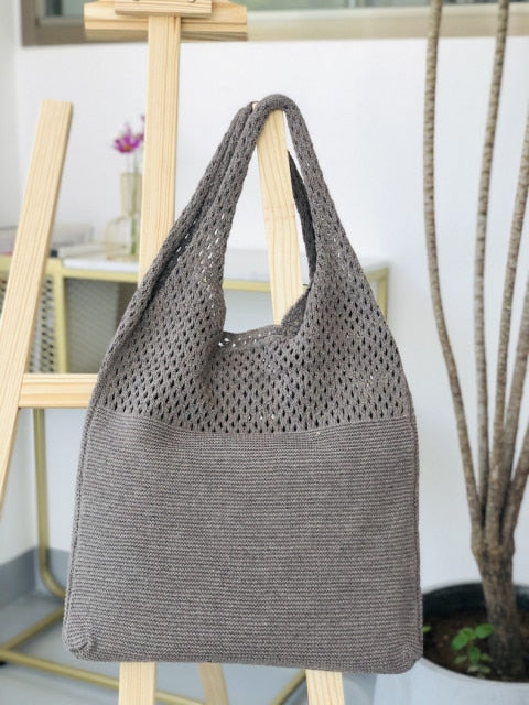 casual hollow woven women shoulder bags designer knitting handbags large capacity tote summer beach bag big purses shopper sac