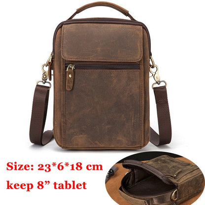 Cyflymder Quality Original Leather Male Casual Shoulder Messenger bag Cowhide Fashion Cross-body Bag 8" Pad Tote Mochila Satchel bag 144