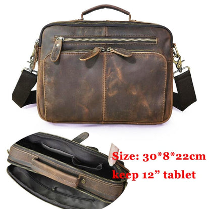 Cyflymder Quality Original Leather Male Casual Shoulder Messenger bag Cowhide Fashion Cross-body Bag 8" Pad Tote Mochila Satchel bag 144