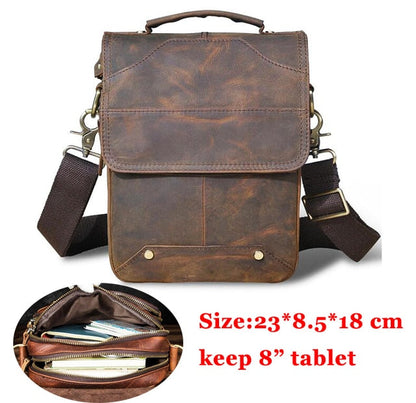 Cyflymder Quality Original Leather Male Casual Shoulder Messenger bag Cowhide Fashion Cross-body Bag 8" Pad Tote Mochila Satchel bag 144