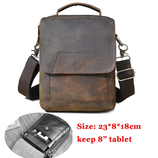 Cyflymder Quality Original Leather Male Casual Shoulder Messenger bag Cowhide Fashion Cross-body Bag 8" Pad Tote Mochila Satchel bag 144