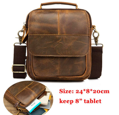 Cyflymder Quality Original Leather Male Casual Shoulder Messenger bag Cowhide Fashion Cross-body Bag 8" Pad Tote Mochila Satchel bag 144