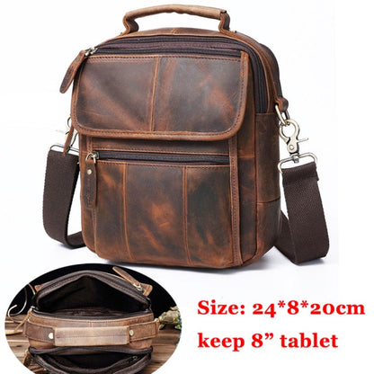 Cyflymder Quality Original Leather Male Casual Shoulder Messenger bag Cowhide Fashion Cross-body Bag 8" Pad Tote Mochila Satchel bag 144