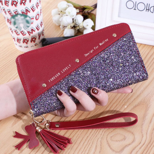 Realaiot Fashion Wallets Zipper Coin Purse Lady Long Short Purses Handbags Women Clutch Cards Holder PU Leather Moneybag Billfold Wallet