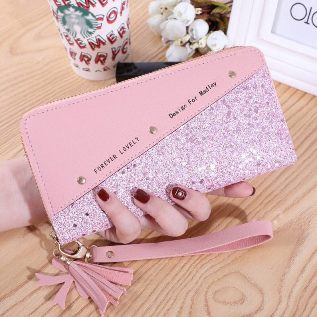 Realaiot Fashion Wallets Zipper Coin Purse Lady Long Short Purses Handbags Women Clutch Cards Holder PU Leather Moneybag Billfold Wallet