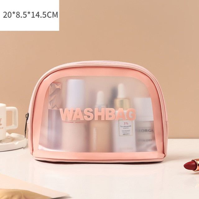 Cyflymder PU Women Travel Storage Bag Toiletry Organize Waterproof PVC Cosmetic Bag Portable Transparent MakeUp Bag Female Wash Bag