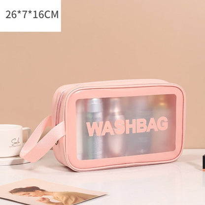 Cyflymder PU Women Travel Storage Bag Toiletry Organize Waterproof PVC Cosmetic Bag Portable Transparent MakeUp Bag Female Wash Bag