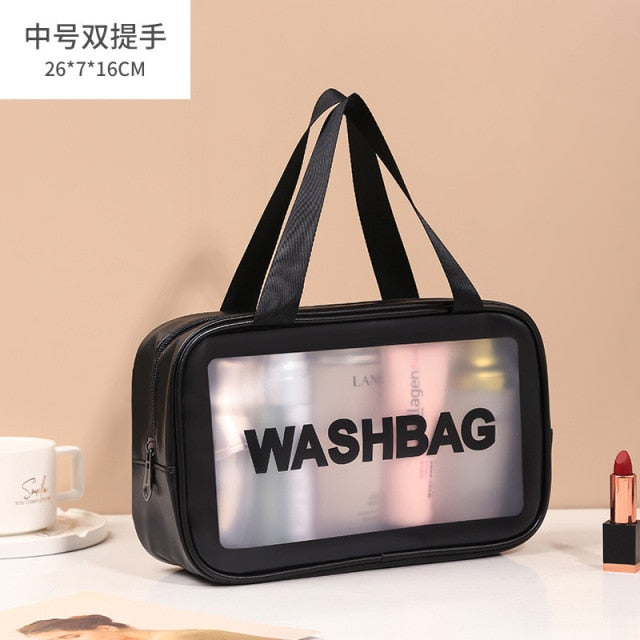 Cyflymder PU Women Travel Storage Bag Toiletry Organize Waterproof PVC Cosmetic Bag Portable Transparent MakeUp Bag Female Wash Bag