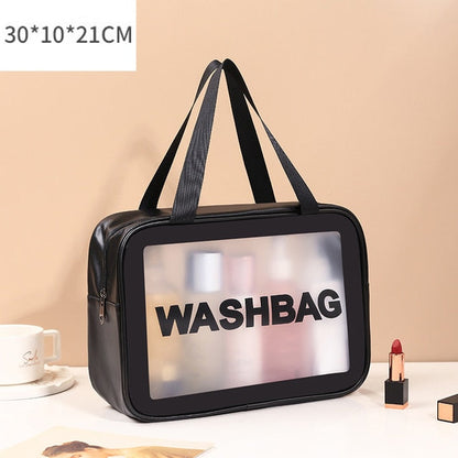 Cyflymder PU Women Travel Storage Bag Toiletry Organize Waterproof PVC Cosmetic Bag Portable Transparent MakeUp Bag Female Wash Bag