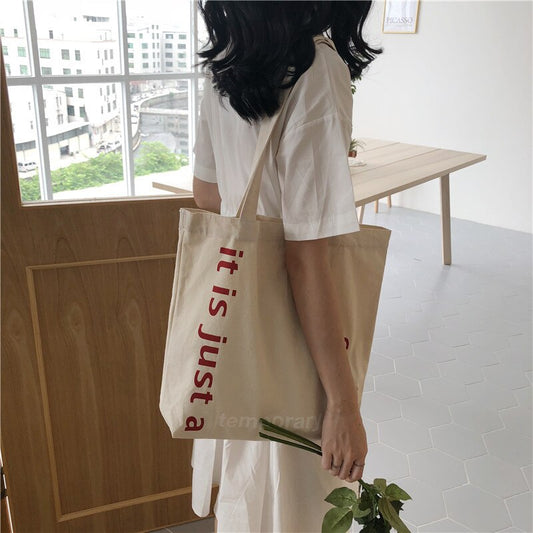 Realaiot Korean Large Canvas Tote Shopper Bags for Women Letters Zipper Woman Shoulder Shopping Bag Ladies Cotton Cloth Eco Handbags