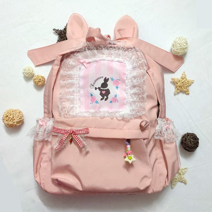 Realaiot Cartoon Embroidery Backpacks For Teenage Girls Japanese Soft Girl Backpacks Lolita Cute Cat Backpack Travel Bag Pack