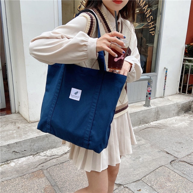 Cyflymder New Canvas Tote Bags for Women Large Cotton Cloth Shoulder Shopping Bag Fabric Handbags Lady Eco Reusable Shopper Bags