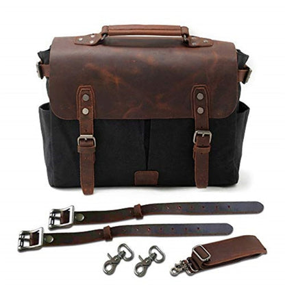 Realaiot Vintage Motorcycle Side Bag  Waxed Canvas Bike Luggage Bag Riding Saddle Leg for Bicycle Men Rider Shoulder Bag Crossbody Bags