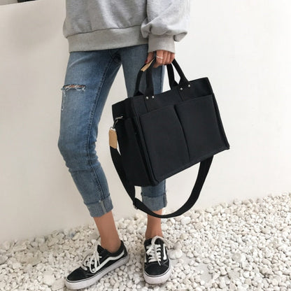 casual canvas large capacity tote women handbags designer wide strap shoulder crossbody bags lady shopper bag female big purses