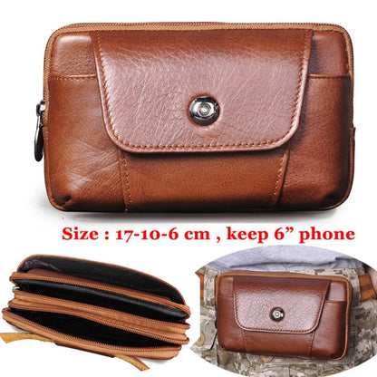 Cyflymder Real Leather men Casual Design Small Waist Bag Cowhide Fashion Hook Bum Bag Waist Belt Pack Cigarette Case 5.5" Phone Pouch 1609