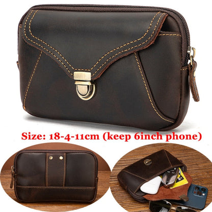 Cyflymder Real Leather men Casual Design Small Waist Bag Cowhide Fashion Hook Bum Bag Waist Belt Pack Cigarette Case 5.5" Phone Pouch 1609