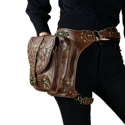 Realaiot Steampunk Waist Leg Bags Women Men Victorian Style Holster Bag Motorcycle Thigh Hip Belt Packs Messenger Shoulder Bags