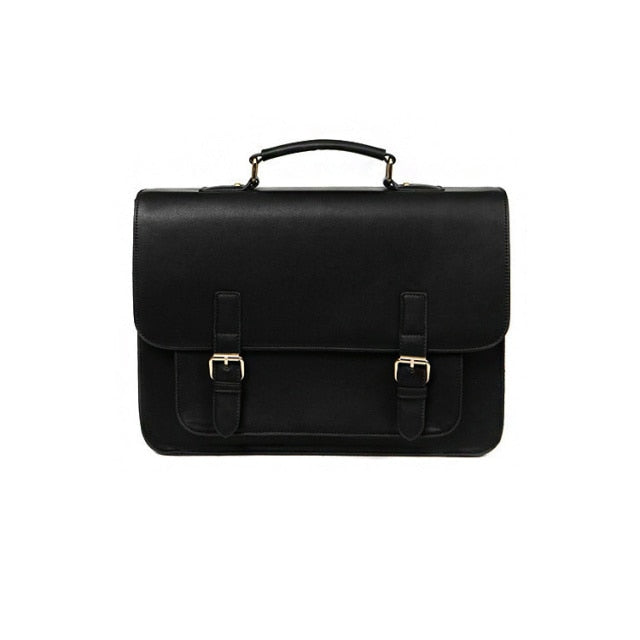 British Fashion Women Leather Handbag Briefcase Men Laptop Bag Girls Leather Schoolbag Textbook Bags Boys Shoulder Bag New