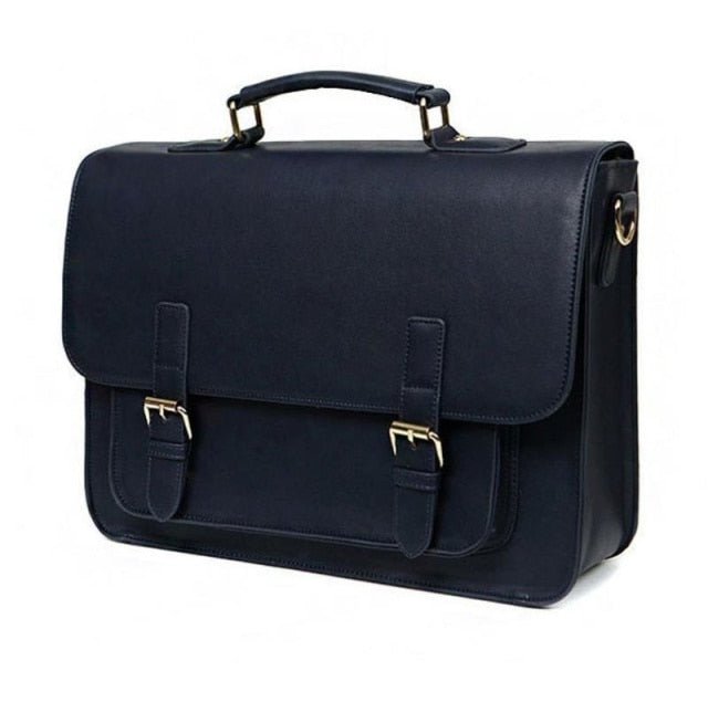 British Fashion Women Leather Handbag Briefcase Men Laptop Bag Girls Leather Schoolbag Textbook Bags Boys Shoulder Bag New