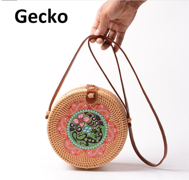 20x8cm Circle Handwoven Women Messenger Bags Round Retro Rattan Straw Beach Crossbody Bag good quality Bolsa Masculina