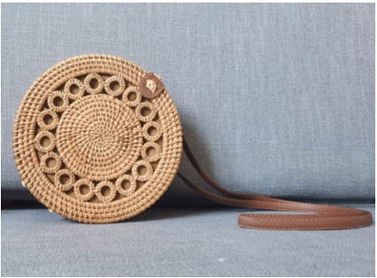 20x8cm Circle Handwoven Women Messenger Bags Round Retro Rattan Straw Beach Crossbody Bag good quality Bolsa Masculina