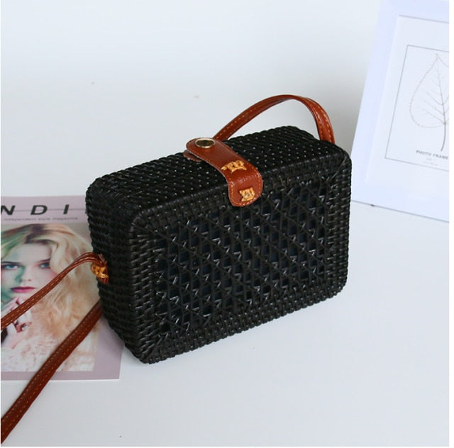 20x8cm Circle Handwoven Women Messenger Bags Round Retro Rattan Straw Beach Crossbody Bag good quality Bolsa Masculina