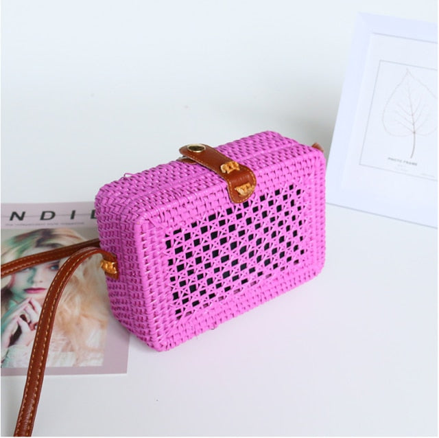 20x8cm Circle Handwoven Women Messenger Bags Round Retro Rattan Straw Beach Crossbody Bag good quality Bolsa Masculina