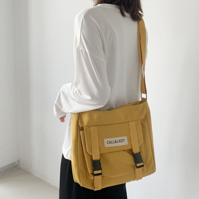 Realaiot Fashion Classic Simple Messenger Bag Women's South Korea Chic Postman Bag Lady Student Nylon Waterproof Canvas Schoolbag