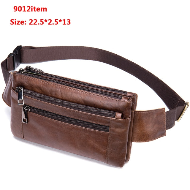 Cyflymder Male Fanny Pack Men's Waist Bag Genuine Leather Men's Belt Pouch Hip Bags Sport Phone Money Belt Bag Men Waist Packs