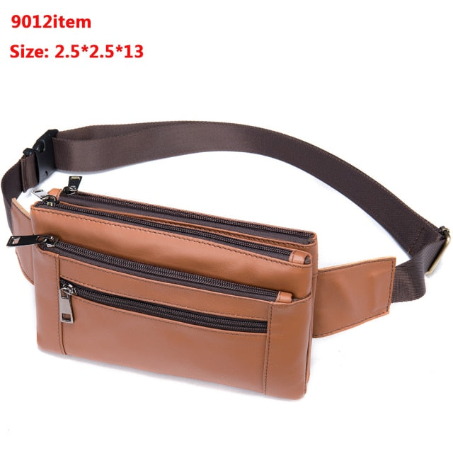 Cyflymder Male Fanny Pack Men's Waist Bag Genuine Leather Men's Belt Pouch Hip Bags Sport Phone Money Belt Bag Men Waist Packs