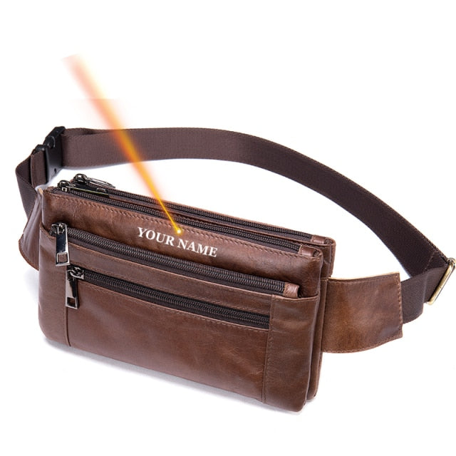 Cyflymder Male Fanny Pack Men's Waist Bag Genuine Leather Men's Belt Pouch Hip Bags Sport Phone Money Belt Bag Men Waist Packs