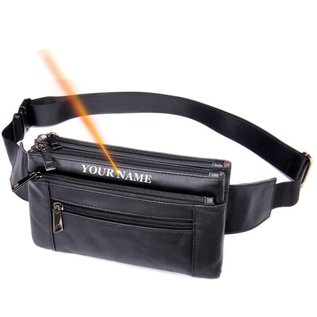 Cyflymder Male Fanny Pack Men's Waist Bag Genuine Leather Men's Belt Pouch Hip Bags Sport Phone Money Belt Bag Men Waist Packs